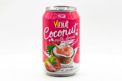 Напиток безалкогольный негазированный Vinut кокосовое молоко со вкусом Клубники 330 мл ж/б